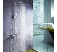 COLONNA DOCCIA TERMOSTATICA TATTO FREDDO QUAD TUBO ESTENSIBILE DA 80 A 120 CM ANTIScottature CON DOCCIA Idromassaggio E Spruzzatore Rotonda Finitura Cromo LUCIDO Ricambi Garantiti