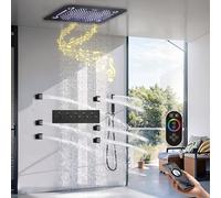 Colonna Doccia Termostatico Incassato Musica Set Doccia Incasso 64 Colori LED Kit Doccia Con Soffione e Doccetta, Miscelatore Doccia Incasso, 6 Pcs 5 x 5 CM Spruzzatore Laterale
