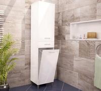 COLONNA MOBILE BAGNO CESTO PORTABIANCHERIA ANTA 3 RIPIANI LEGNO BIANCO MOD.PURE