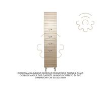 Colonna mobile bagno Francesca finitura olmo cm 33x33x160 h 2 ante 2 cassetti