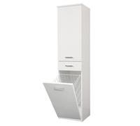 Colonna multiuso CLASSIC con cestello portabiancheria, anta SX e cassetto Bianco