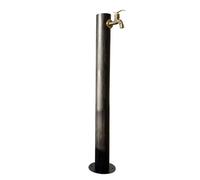 Colonna per giardino da esterno, Colonna d'acqua da giardino verticale in acciaio inossidabile 304 con rubinetto e portagomma in nero, grigio(Black 6)