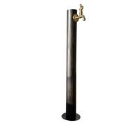 Colonna per giardino da esterno, Colonna d'acqua da giardino verticale in acciaio inossidabile 304 con rubinetto e portagomma in nero, grigio(Black 1)
