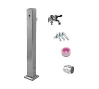 Colonna per giardino da esterno, Colonna d'acqua da giardino verticale in acciaio inossidabile 304 con rubinetto argento 60-80 cm(Silver B,60cm/23.6in)