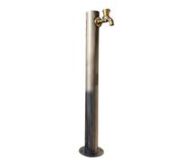 Colonna per giardino da esterno, Colonna d'acqua da giardino verticale in acciaio inossidabile 304 con rubinetto e portagomma in nero, grigio(Gray 4)