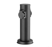 Colonna per presa da giardino per uso esterno, in acciaio inox, rotonda, a 2 vie, con connettore per cavo resistente agli spruzzi per un'installazione facile e sicura (nero)