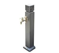 Colonna per rubinetto da esterno in acciaio inox, 100 cm, supporto per tubo da giardino con pistola a spruzzo, fontana decorativa in alluminio resistente, colore grigio, perfetto per l'irrigazione di