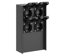 ledscom.de Presa di corrente POMI per esterni, IP44, 4 vie, acciaio inox, antracite, angolare, 23 cm