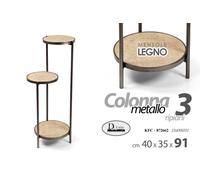 COLONNA PORTA PIANTE SCAFFALE 3 RIPIANI METALLO h914035cm