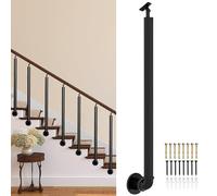 Lonmrrton Colonne con colonnine in Ferro Battuto Nero, Ringhiera per Scale Montata Lateralmente per Villa Mansarda Balcone Portico, Ringhiera per Corrimano per Scale Interne all'aperto(110cm(43.3in))