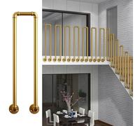 Colonne con colonnine in Ferro Battuto,Ringhiera per Scale Montata Lateralmente,Corrimano a U per Scale, Ferro Zincato, Vernice Antiruggine, Design Tubo Tondo(Gold,85cm/33.4in)