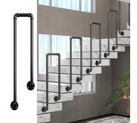 Colonne con colonnine in Ferro Battuto,Ringhiera per Scale Montata Lateralmente,Corrimano a U per Scale, Ferro Zincato, Vernice Antiruggine, Design Tubo Tondo(Black,55cm/21.6in)