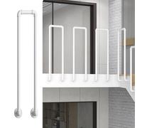 Colonne con colonnine in Ferro Battuto,Ringhiera per Scale Montata Lateralmente,Corrimano a U per Scale, Ferro Zincato, Vernice Antiruggine, Design Tubo Tondo(White,90cm/35.4in)