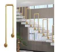 Colonne con colonnine in Ferro Battuto,Ringhiera per Scale Montata Lateralmente,Corrimano a U per Scale, Ferro Zincato, Vernice Antiruggine, Design Tubo Tondo(Gold,45cm/17.7in)