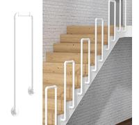 Colonne con colonnine in Ferro Battuto,Ringhiera per Scale Montata Lateralmente,Corrimano a U per Scale, Ferro Zincato, Vernice Antiruggine, Design Tubo Tondo(White,90cm/35.4in)