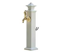 Colonne d'eau carrée verticale avec robinet en cuivre - Fontaine décorative d'extérieur, support pour tuyau d'arrosage et fontaine à poser sur le sol pour patio/jardin (Blanc, 5, 17*114cm/6.
