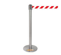 COLONNINA ACCIAIO A NASTRO TENDINASTRO FETTUCCIA TENDILINEA BASE ANTI INCIAMPO - Bianco/Rosso
