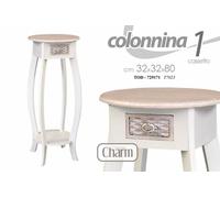 COLONNINA COMDINO PORTA PIANTA BIANCO MARRONE BEIGE SHABBY CHIC 3232H80CM