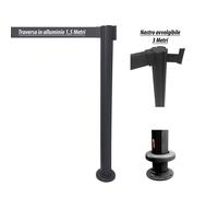 COLONNINA CON BARRA TRAVERSA IN METALLO NASTRO SEGNA PERCORSO BASE TASSELLABILE