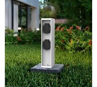 Colonnina con Prese elettriche da Giardino 30cm IP54 Alluminio - Bianca
