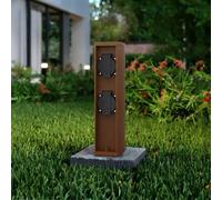 Colonnina con Prese elettriche da Giardino 30cm IP54 Alluminio - Corten