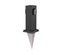 ledscom.de Colonna di presa da giardino Polly con picchetto a terra per esterni, IP44, a 2 ingressi, in acciaio inox, angolare, nero, 27cm