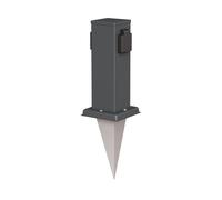 ledscom.de Colonna di presa da giardino Polly con picchetto a terra per esterni, IP44, 2-gang, antracite, angolare, 27cm