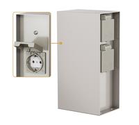 ledscom.de Presa di corrente POMI per esterni, IP44, sensore crepuscolare, 3 vie, acciaio inox, acciaio inox, quadrata, 23 cm