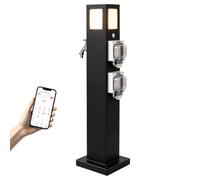 Colonnina multifunzione da giardino per esterni con prese e rubinetto | Colonna multiuso intelligente in acciaio inox 304, IP66, controllo tramite app, rilevamento automatico, luce calda(80cm)