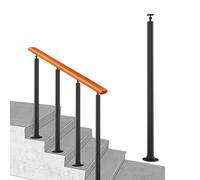 Colonnina per scale metallo nero Balaustra per scale rotonde - Ringhiera per colonna in ferro - Palo balaustra scale montato lateralmente veranda Ringhiera di sicurezza(Floor mount,80cm(31.5in))
