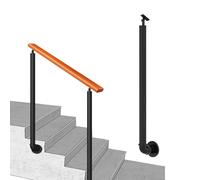 Colonnina per scale metallo nero Balaustra per scale rotonde - Ringhiera per colonna in ferro - Palo balaustra scale montato lateralmente veranda Ringhiera di sicurezza(Side mount,110cm(43.3in))