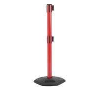 Colonnina Tendilinea Outdoor Rossa in PVC con Doppio Nastro 3,5m Bianco/Rosso, Base in Plastica Riciclata
