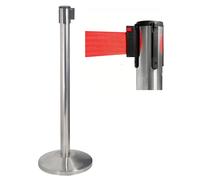 Colonnina Tendinastro 3 metri in Acciaio Inox Spazzolato Ø36x101 cm Nastro Rosso