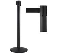 Colonnina Tendinastro 3 metri in Metallo Nero Opaco Ø36x101 cm Nastro Nero