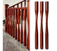 Colonnine per scale in legno massello, elementi per ringhiere interne da 37 pollici, componenti per ringhiere in stile contemporaneo, montanti a sezione quadrata con lavorazione a torsione(Red,3Pcs)