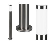 TRIOTO PALO DA ESTERNO CILINDRO ACCIAIO SATINATO E DIFFUSORE OPALE H. 80CM IP44 1 LUCE ATTACCO E27