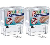Colop 155258 Printer 20 Protect Kids - Timbro con protezione antibatterica e placca di testo""Virusmonster"", versione con inserto francese" (Confezione da 2)