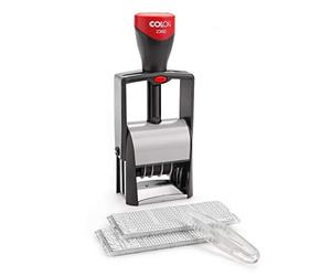 COLOP Classic Line 2360 - Timbro datario con 2 classificazioni e pinzette per personalizzare il testo desiderato, 17 x 8 x 5,5 cm