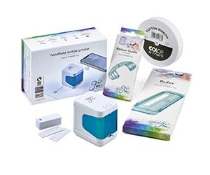 Colop e-Mark go Set composto da e-Mark GO, righello, guida per la stampa di nastri, nastro da 15 mm e cartelli in PVC per la stampa di cartelli e opuscoli.