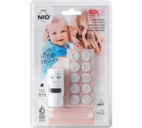 COLOP GLOREX 6 2248 121 - Set di timbri Little Nio con 10 Motivi di Stampa, Design Baby, tampone per timbri in Grigio Fantasia, per Personalizzare i Vostri Articoli