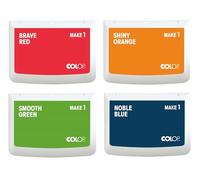 COLOP MAKE 1 set di tamponi d'inchiostro "colori base", 4 pezzi da 50 x 90 mm ciascuno, tamponi d'inchiostro per timbri a mano tradizionali e timbri creativi