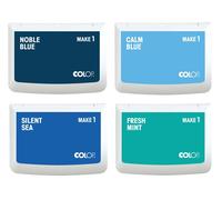 COLOP MAKE 1 set di tamponi d'inchiostro "colori blu", 4 pezzi da 50 x 90 mm cia