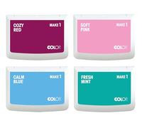 COLOP MAKE 1 set di tamponi d'inchiostro "colori pastello", 4 pezzi da 50 x 90 mm ciascuno, tamponi d'inchiostro per timbri a mano tradizionali e timbri creativi