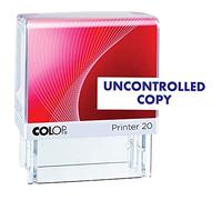 Colop P20 - Timbro autoinchiostrante in gomma per ufficio con copia incontrollata, mini timbro personalizzato, blu, 14 x 38 mm