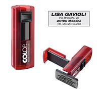 COLOP - PSP20RU - Timbro Pocket Stamp Plus 20 - 14 x 38 mm - 4 righe - autoinchiostrante - rosso rubino - Colop - 80452 - Conf. da 1 Pz. - PSP20RU