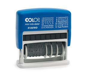 COLOP - S120WD - Timbro Mini Info S120-WD Datario + Polinomio - 12 diciture 4 mm - autoinchiostrante - Colop - 38128 - Conf. da 1 Pz. - S120WD