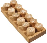 COLOP Woodies set di timbri in legno "Animali della fattoria" con 12 motivi, timbro di riconoscimento e motivazionale in legno di faggio, dimensione dell'impronta: Ø 29 mm, quadrato