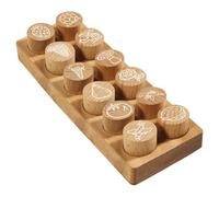 COLOP Woodies set di timbri in legno "Mix" con 12 motivi, timbro di riconoscimento e motivazionale in legno di faggio, dimensione dell'impronta: Ø 29 mm, quadrato