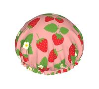 Color 8 Flor Fresa Gorro de ducha Impermeable Gorros de ducha de lujo para mujeres Gorro de baño reutilizable Gorro de ducha de moda con elástico Fácil de usar Adecuado para cabello largo corto y riza