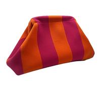 Color Block Clutch, Women Crochet Handbags, 12.2x6.69in Woven Dumpling Purse, Kiss Lock Closure, Authentic Knit Design for Beach, Dinner, Weddings, Casual and Formal
